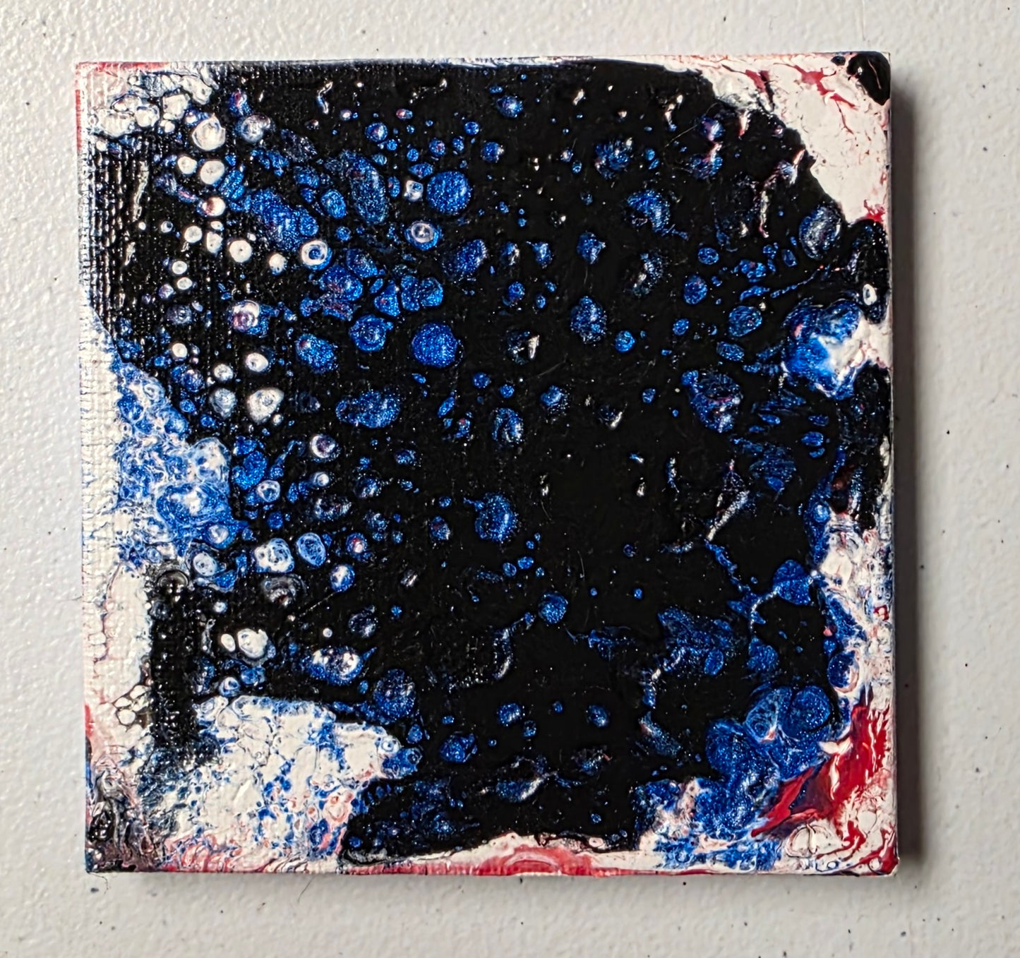 Black Blue and White paint pour