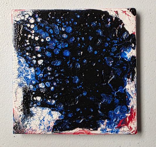 Black Blue and White paint pour