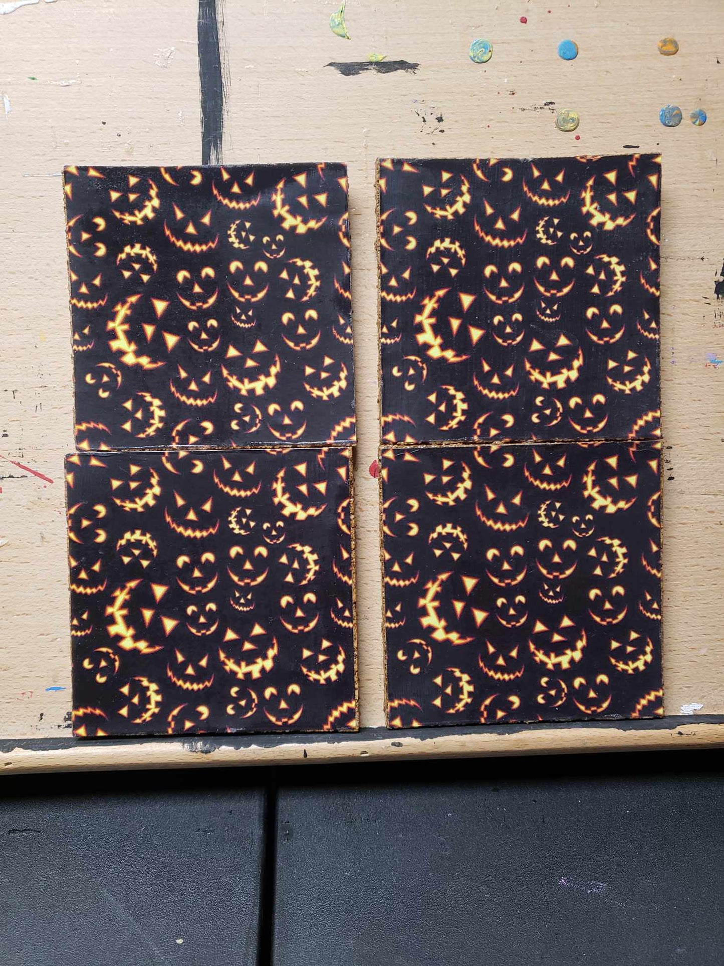 Spooky Jack-O-Lantern coasters