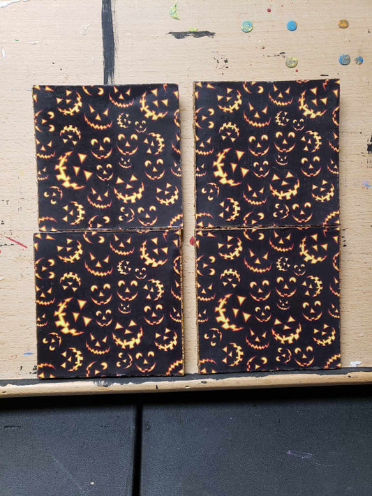Spooky Jack-O-Lantern coasters