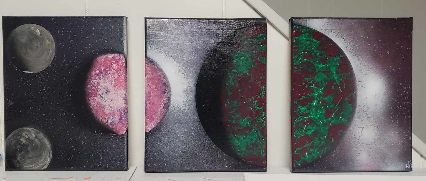 Triptych Planets and Moons