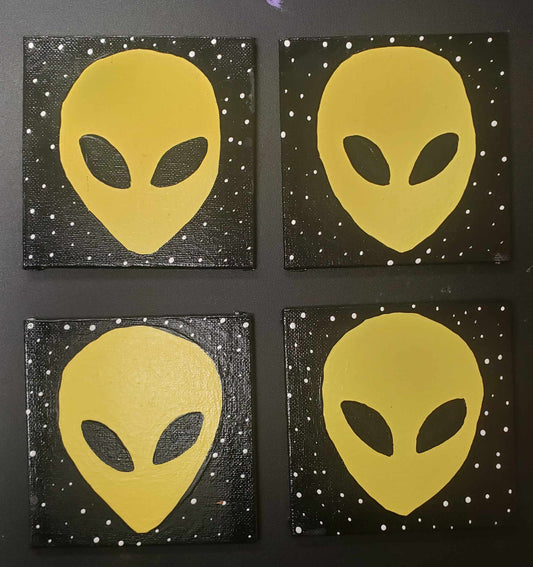Yellow Alien coasters