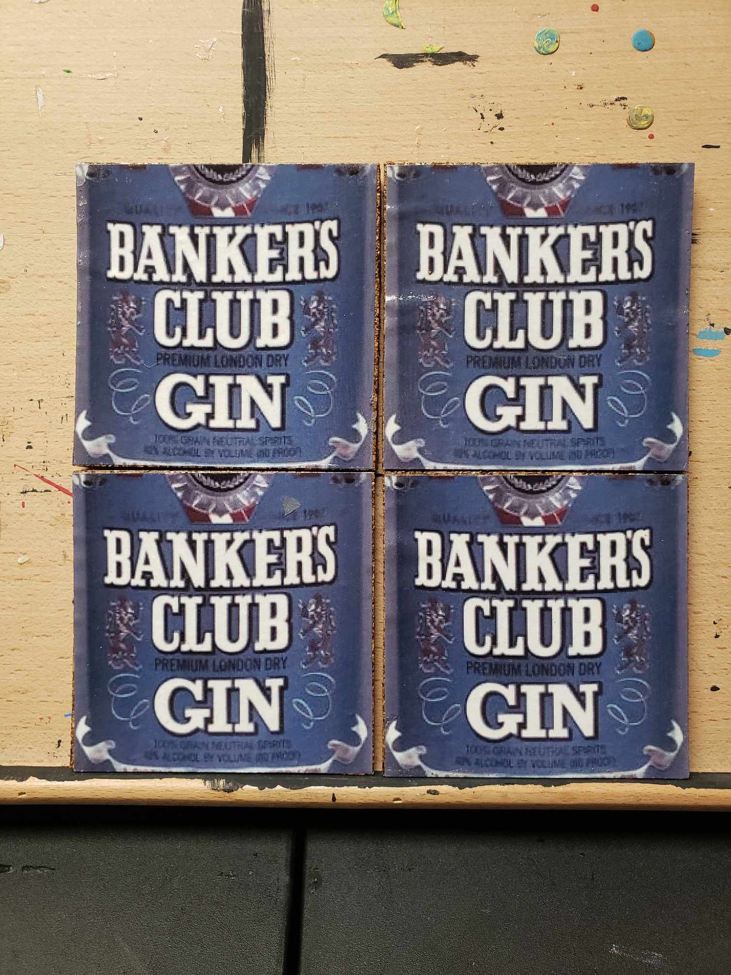 Bankers Club Gin coasters