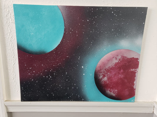 Teal and Cranberry Planets