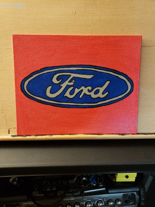 Ford Oval with Metallic Red